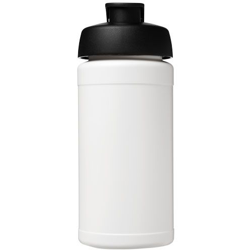 PF210461-8Baseline 500 ml recycelte Sportflasche mit Klappdeckel _ weiss_schwarz