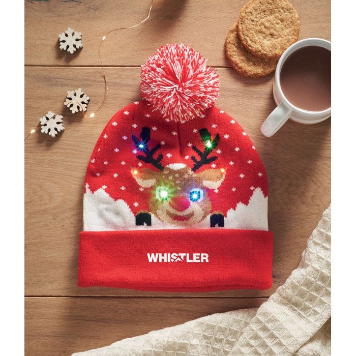 CX1539-05Shimas Light Weihnachtliche Strickmuetze LED_ rot