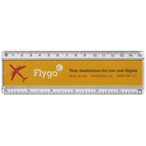 PF210538-1Ellison 15 cm Kunststofflineal mit Papiereinlage_ transparent klar