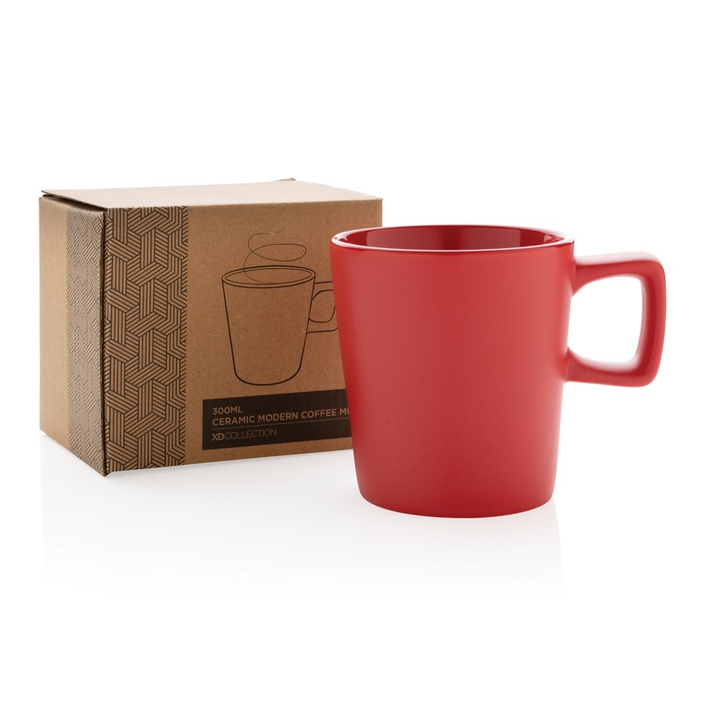 XDP434.05-4Moderne Keramik Kaffeetasse_ 300ml_ rot