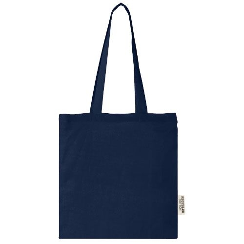 PF120695-5Madras 140 g_m² Baumwoll Tragetasche aus GRS recycelter Baumwolle_ 7L_ navy