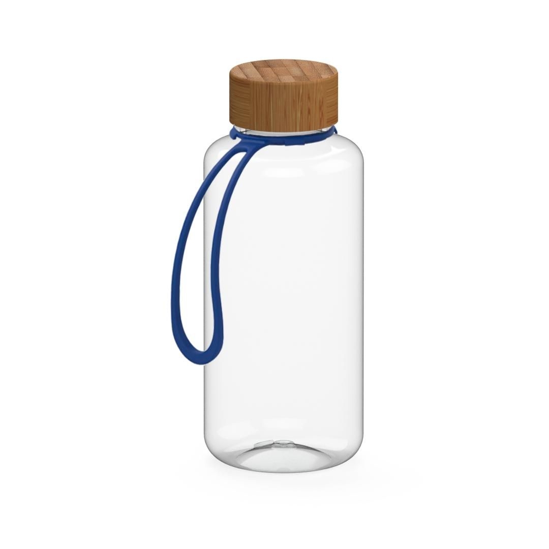EL01250-2Trinkflasche _Natural_ 1_0 l_ inkl. Strap_ transparent_ blau
