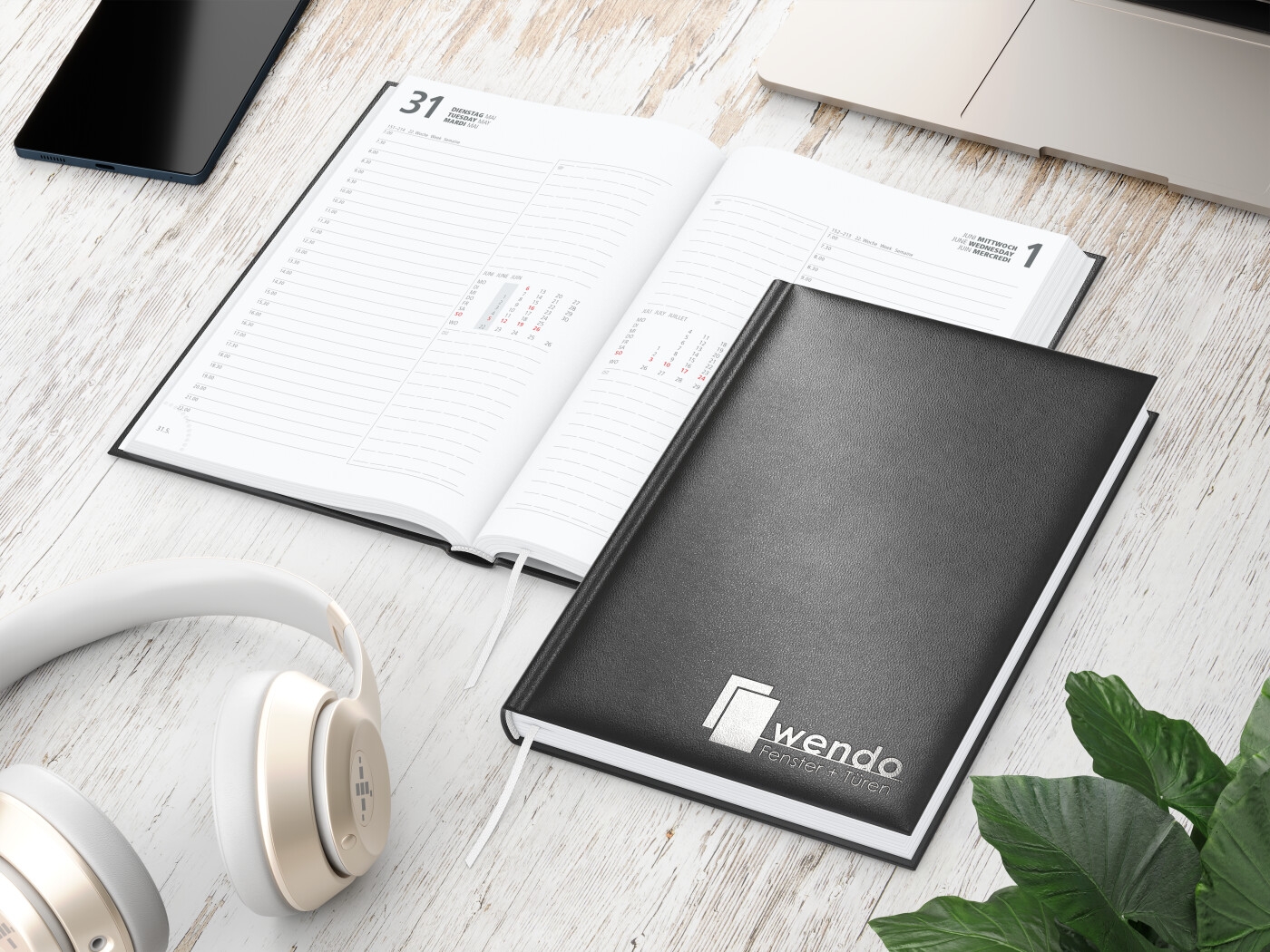 GE0020-SCSWerbeartikel Buchkalender Image_ schwarz_ Silberpraegung