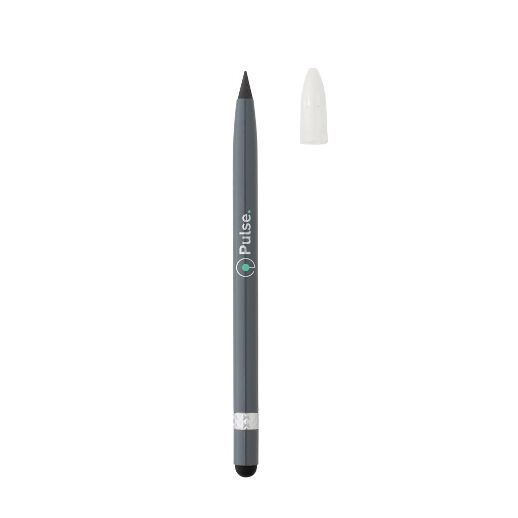 XDP611.12-2Tintenloser Stift aus Aluminium mit Radiergummi_ grau
