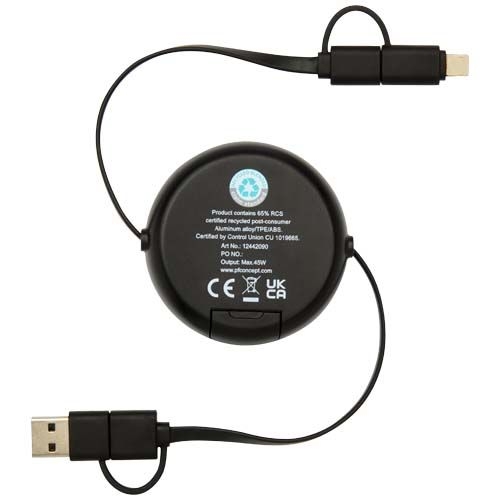 PF124420-4Alasia 100 cm 5-in-1 Kabel aus recyceltem Kunststoff und Aluminium_ einziehbar_ fuer Datenuebertragung