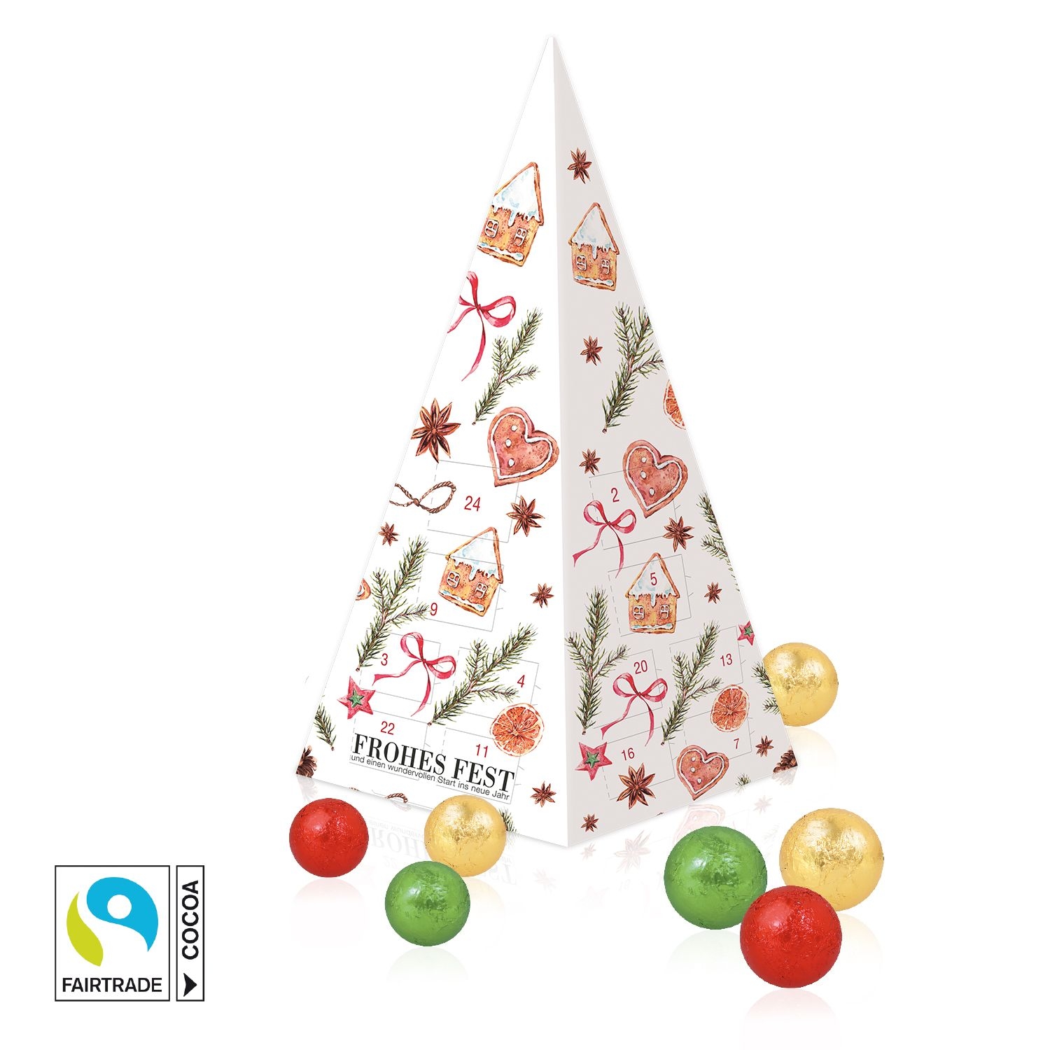 CD95168-02Adventskalender Weihnachtspyramide mit Fairtrade® Schokolade_ Individuelles Motiv