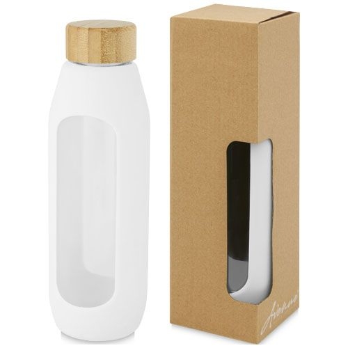 PF100666-1Tidan 600 ml Flasche aus Borosilikatglas mit Silikongriff_ weiss