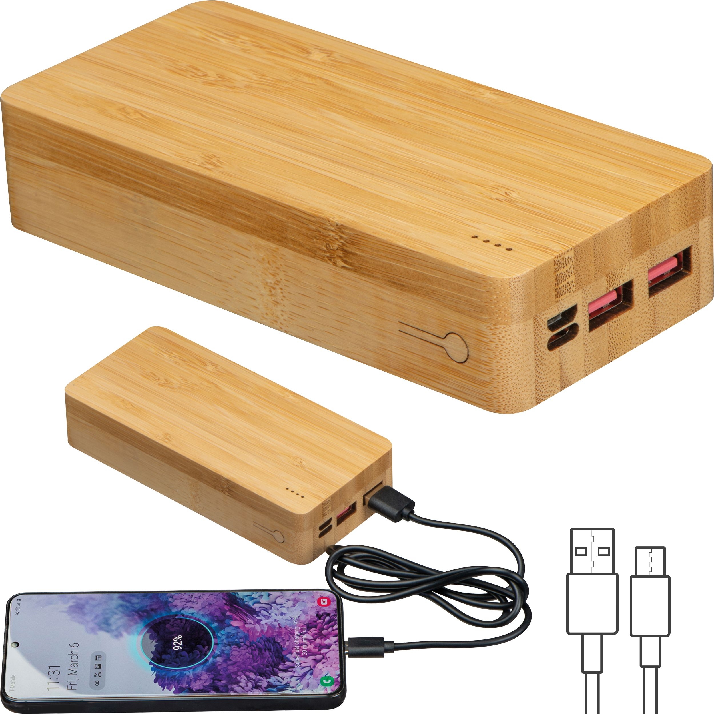 MA33969-13Powerbank aus Bambus 20.000 mAh VALERIA_ beige