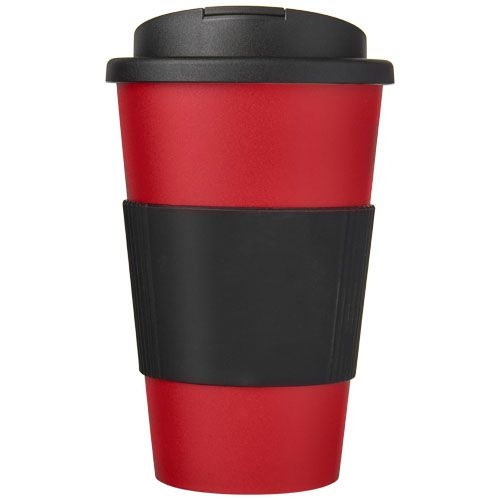 PF210696-15Americano® 350 ml Isolierbecher mit Schutzring _ auslaufsicherem Schraubverschluss_ rot_schwarz