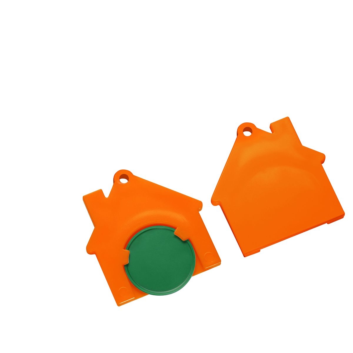 HE7516-2-5Chiphalter mit 1€-Chip _Haus_ gruen_ orange
